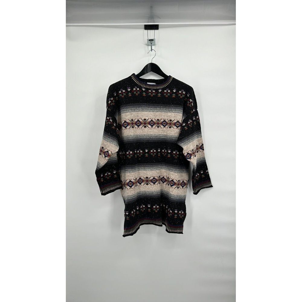 Vintage 1980's Lucy Wilmot England 100% Wool Hand Knit‎ Sweater Dress Size L